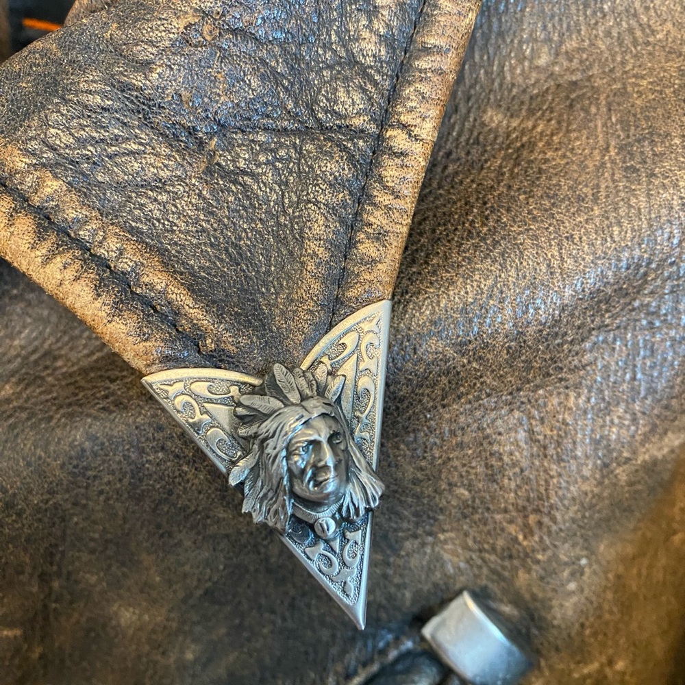 Vintage Chevignon Brown Genuine Leather Distressed Indie Biker Jacket Women S - Picture 14 of 16